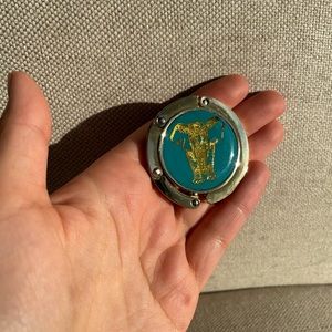 Turquoise gold elephant purse travel hook/holder